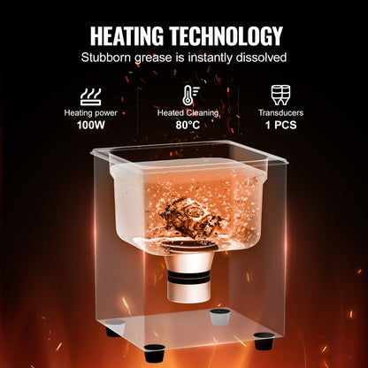 Ultrasonic Cleaner, 1.3L Professional 60W Cleaning Machine with Timer & Heater, 40kHz Digital Ultrasonic Cleaner with Basket for Watch Glasses Jewelry Retainer Industrial Parts Tools