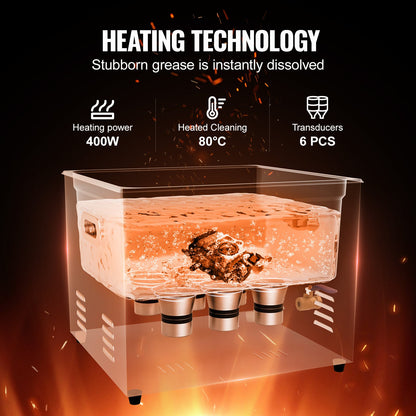 15L Ultrasonic Cleaner with Heating Timer and Digital Sound Machine