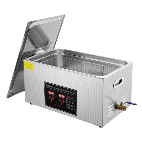 Ultrasonic Cleaner with Digital Timer & Heater, Professional Ultra Sonic Jewelry Cleaner, Stainless Steel Heated Cleaning Machine for Glasses Watch Rings Small Parts Circuit Board (22L)