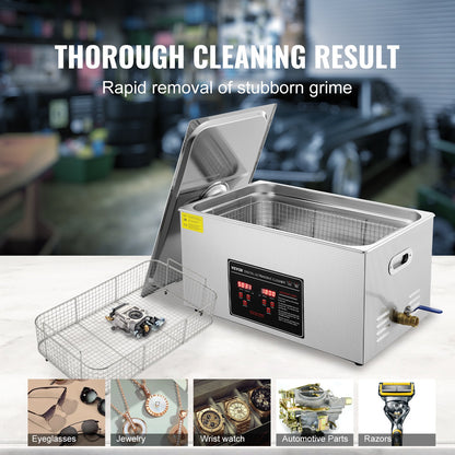 Ultrasonic Cleaner with Digital Timer & Heater, Professional Ultra Sonic Jewelry Cleaner, Stainless Steel Heated Cleaning Machine for Glasses Watch Rings Small Parts Circuit Board (22L)