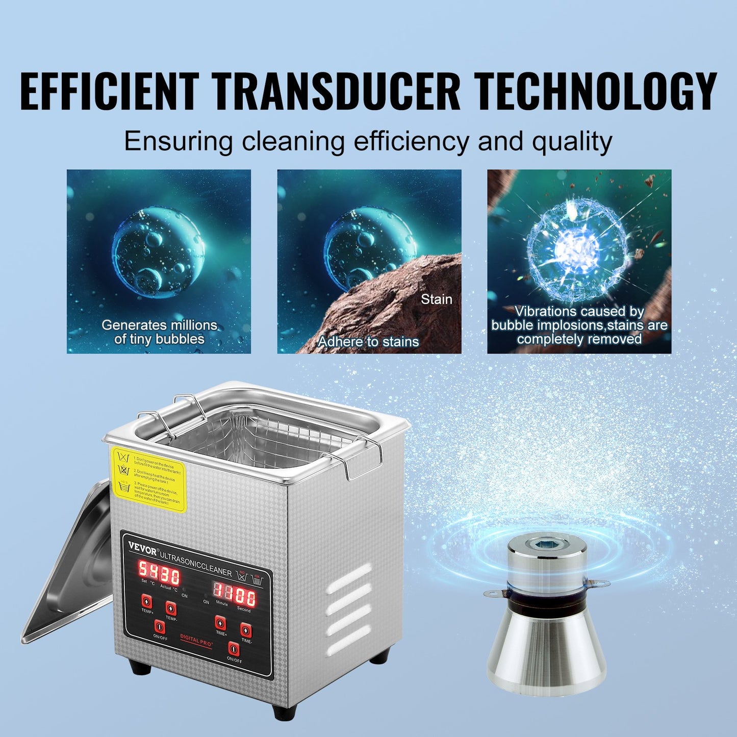 Ultrasonic Cleaner with Digital Timer &amp; Heater, Professional Ultra Sonic Jewelry Cleaner, Stainless Steel Heated Cleaning Machine for Glasses Watch Rings Small Parts Circuit Boards (2L)