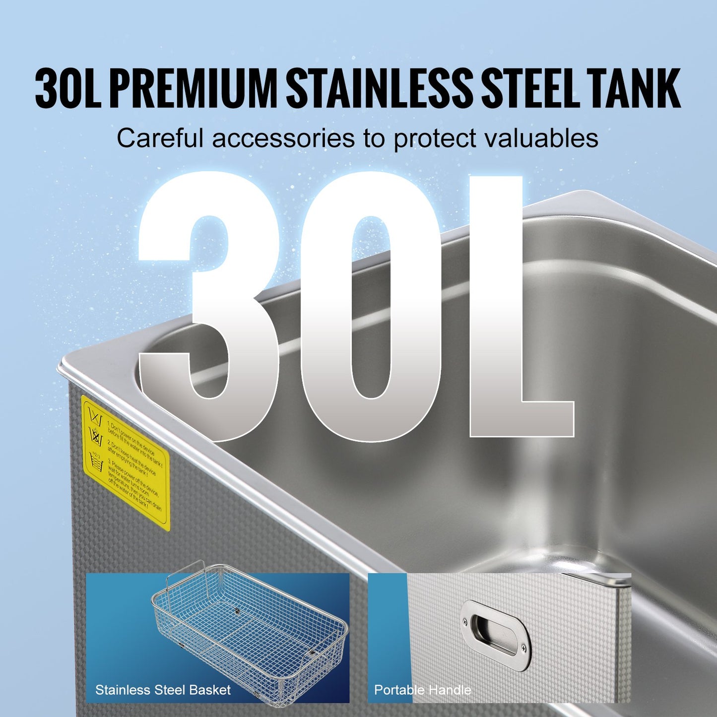 Ultrasonic Cleaner with Digital Timer and Heater, Professional Ultra Sonic Jewelry Cleaner, Stainless Steel Heated Cleaning Machine for Glasses Watch Rings Small Parts Circuit Boards (30L)