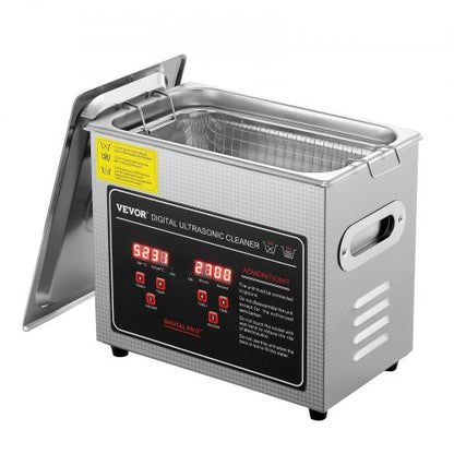 Ultrasonic Cleaner with Digital Timer & Heater, Professional Ultra Sonic Jewelry Cleaner, Stainless Steel Heated Cleaning Machine for Glasses Watch Rings Small Parts Circuit Board (3L)