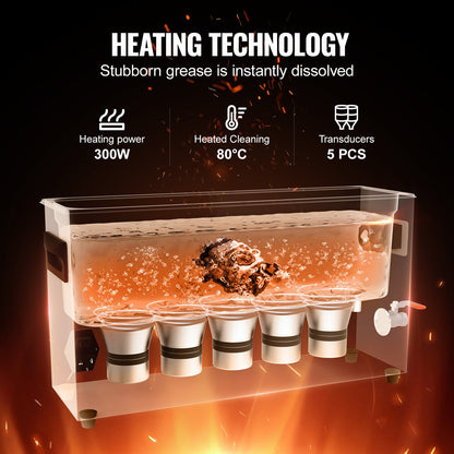 10L Ultrasonic Gun Cleaner 300W Ultra Sonic Cleaner Timer Heating Basket