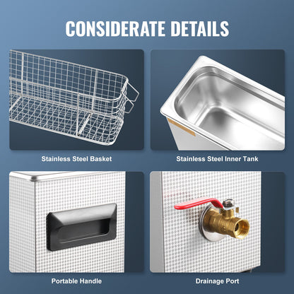 10L Ultrasonic Gun Cleaner 300W Ultra Sonic Cleaner Timer Heating Basket