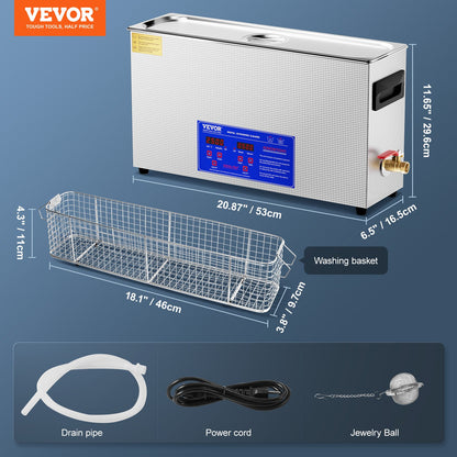 10L Ultrasonic Gun Cleaner 300W Ultra Sonic Cleaner Timer Heating Basket