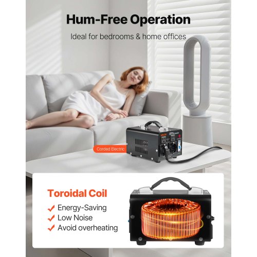 Spänningsomvandlare Transformator, 1000VA, Kraftig Step Up/Down Transformator, Omvandlare från 110V till 220V och 220V till 110V, med US-uttag, EU-uttag, Nätsladd, Säkringsskydd |  EU