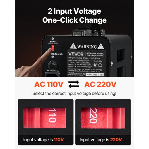 Spänningsomvandlare Transformator, 500VA, Kraftig Step Up/Down Transformator, Omvandlare från 110V till 220V och 220V till 110V, med US-uttag, EU-uttag, Nätsladd, Säkringsskydd |  EU