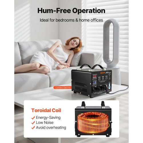 Spänningsomvandlare, 3000VA, Kraftig upp-/nedtransformator, 110V till 220V och 220V till 110V, med 3 US-uttag, 3 EU-uttag, LCD-display, kretsbrytarskydd |  EU