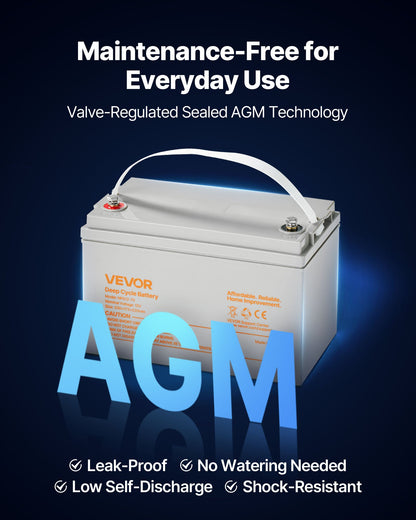 12V 75Ah Deep Cycle Battery, Sealed AGM Technology, Rechargeable Lead Acid AGM Battery, Backup Replacement for Scooters, Electric Mobility Wheelchair, Solar System Off-Grid Home Energy Storage