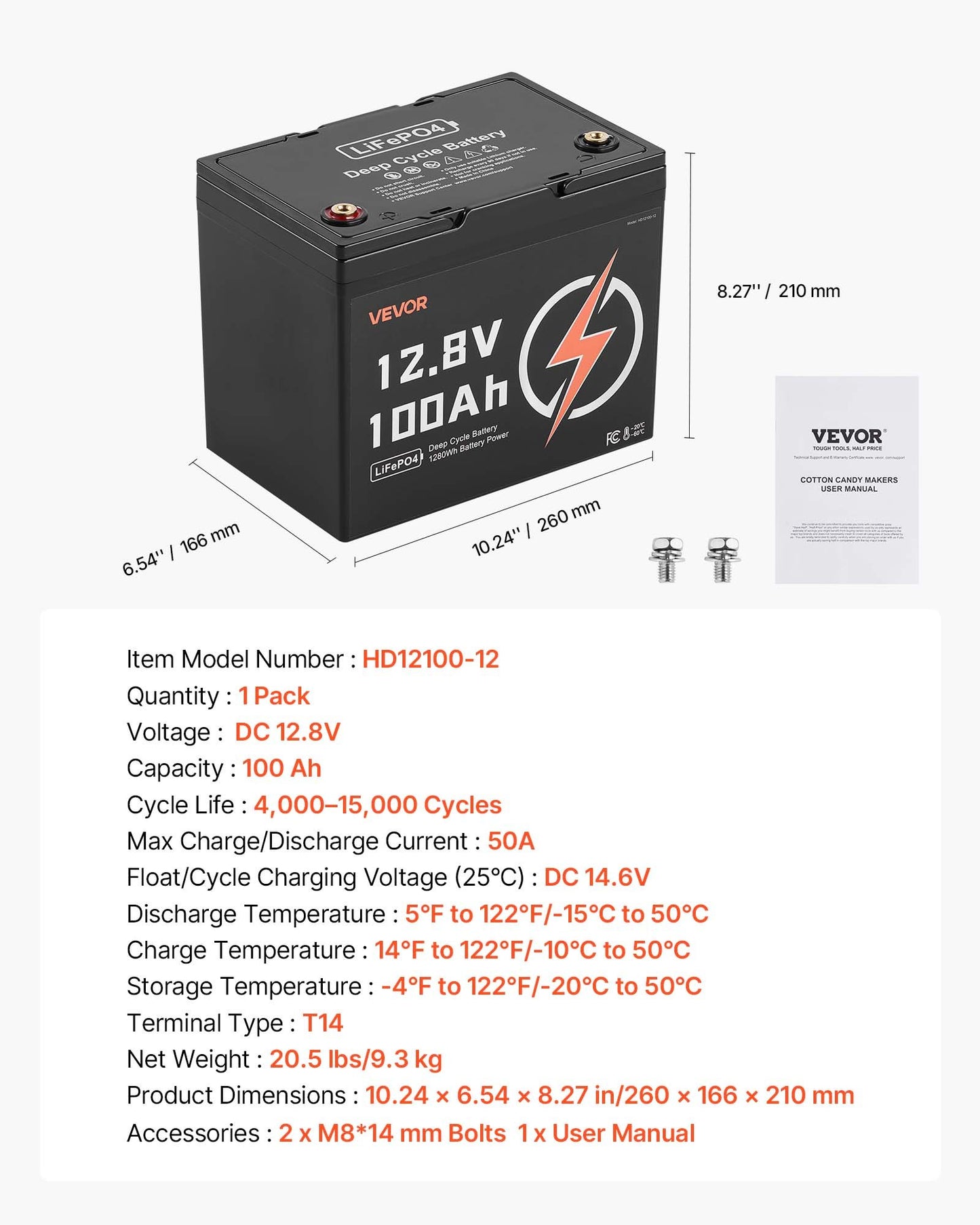 12V 100Ah LiFePO4 Battery, Up to 15000 Cycles, Deep Cycle Lithium Iron Phosphate Battery with Built-in BMS, Low Temperature Protection, 10 Years Lifetime, for Solar Off-Grid Home Energy Storage