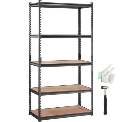 Storage Shelf, 5-Tier Adjustable, 2000 lbs Capacity, Heavy Duty Garage Shelves Metal Organizer Utility Rack, Black, 36" L x 18" W x 72" H for Kitchen Pantry Basement Bathroom Laundry