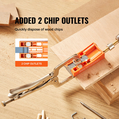 Pocket Hole Jig, 56 Pcs Mini Jig Pocket Hole System with 9" C-clamp, Step Drill, Wrench, Square Drive Bit, Drill Stop Ring, and Screws, for DIY Carpentry Projects