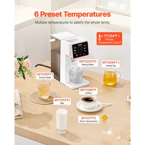 Bänkskiva Snabbvarmvattendispenser med 6 temperaturer, 8 volymer, 3 liters tank