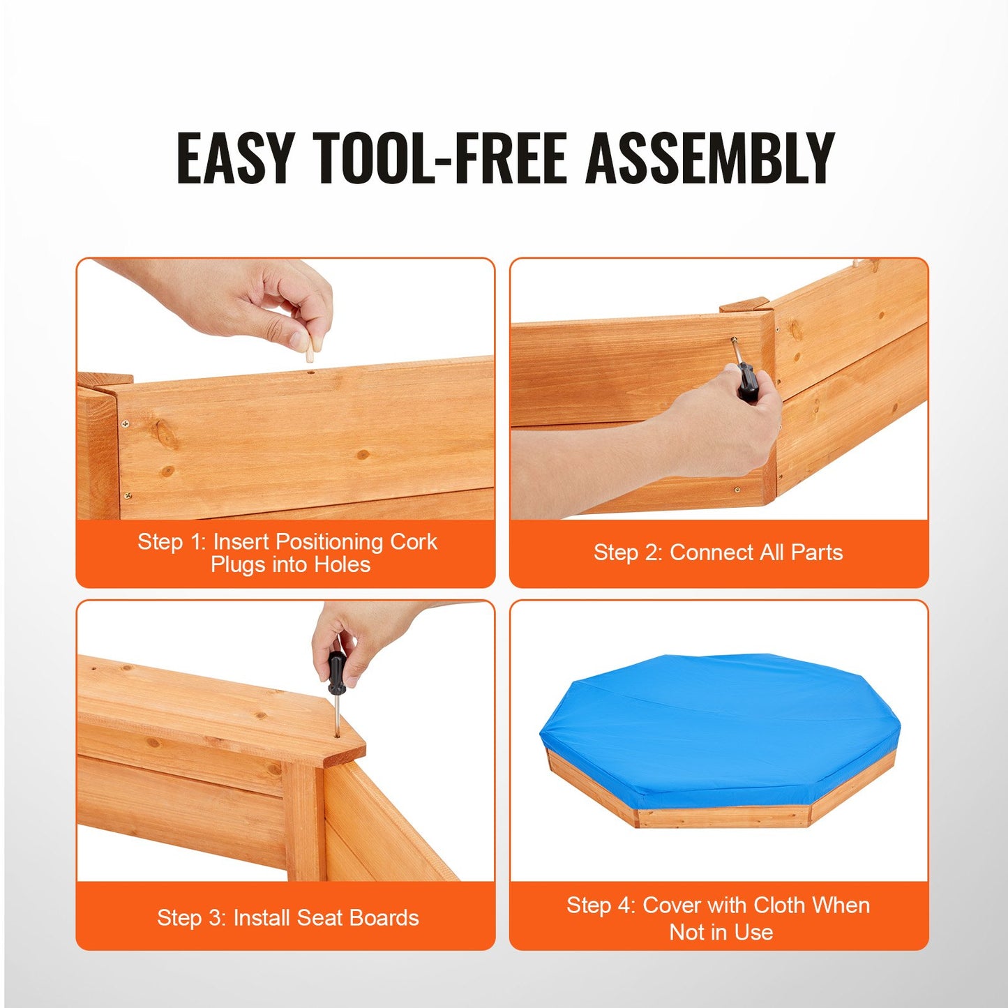 Holzsandkasten mit Deckel achteckiger Sandkasten Sandkasten Outdoor Alter 3-12