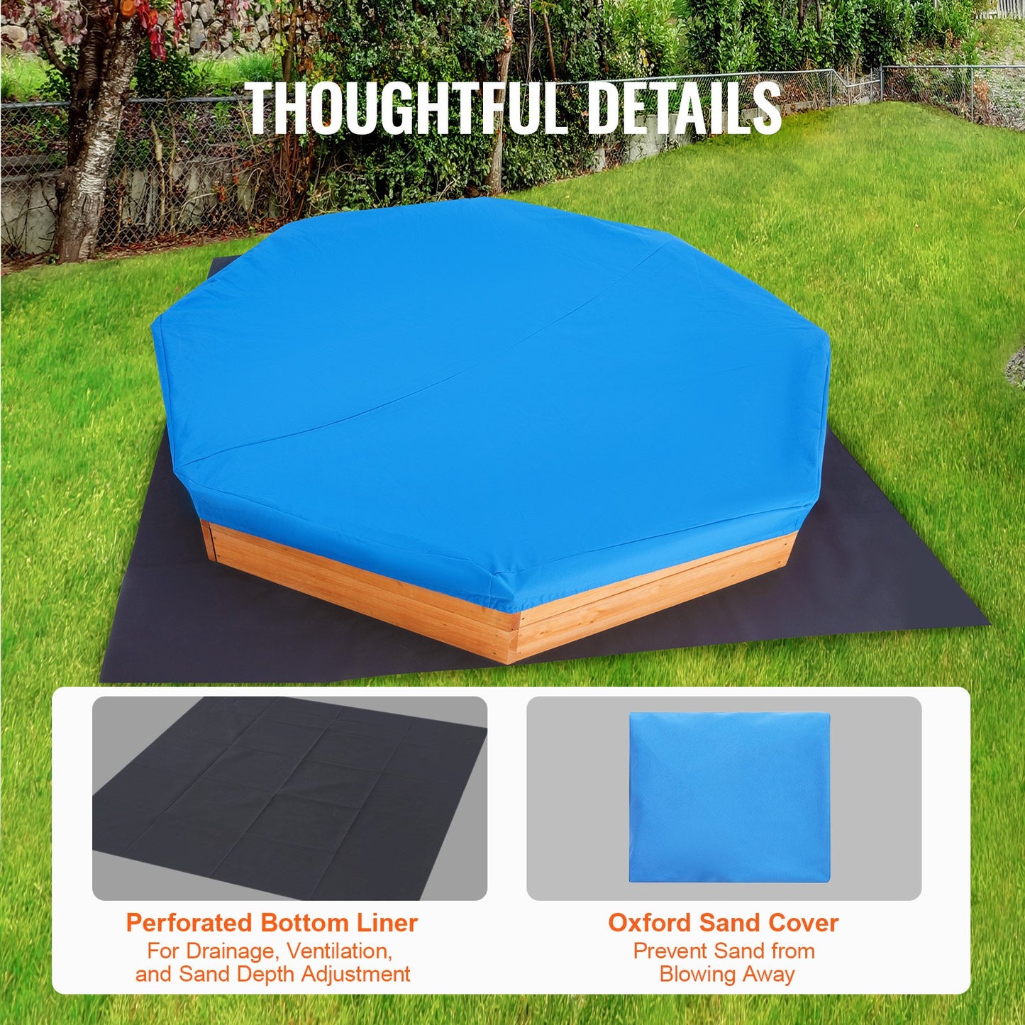 Holzsandkasten mit Deckel achteckiger Sandkasten Sandkasten Outdoor Alter 3-12