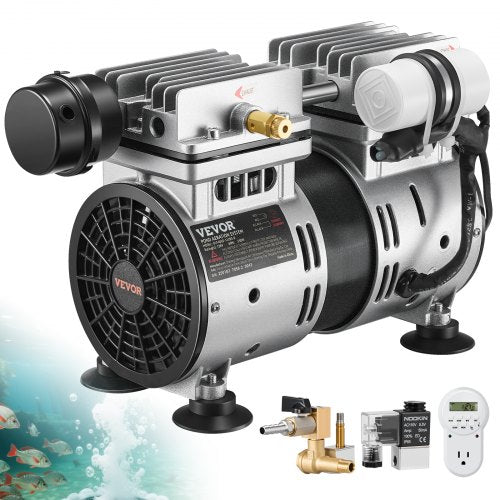 Pond Aerator, 550W Power, 5.2CFM for Up to 3 Acre 50' Lake, Pond Aeration Kit Includes 3/4 HP Compressor & Timer & Valves, Air Compressor for Deep Water Oxygen Circulation, for Pond, Lake