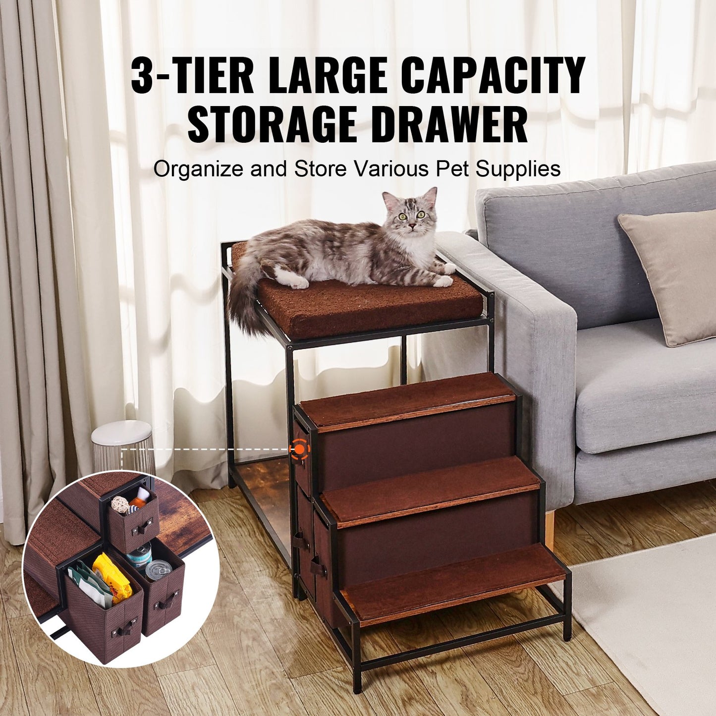 Pet Våningssäng Hund/Katt Fönster Abborre med trappa Förvaring Medium Storlek