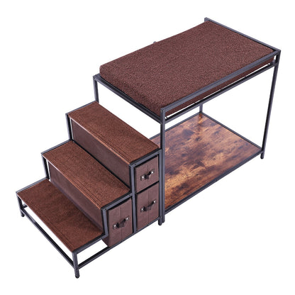 Pet Våningssäng Hund/Katt Fönster Abborre med trappa Förvaring Medium Storlek