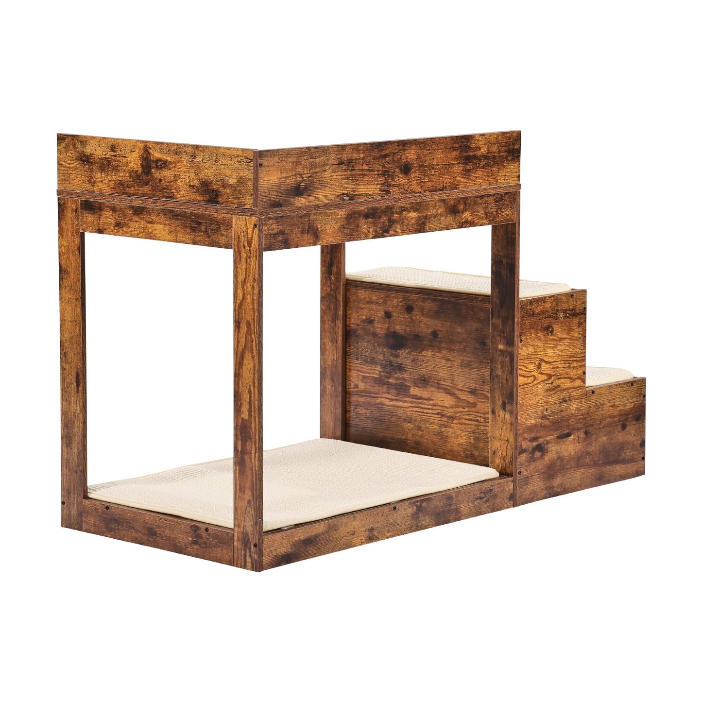 Haustier-Etagenbett mit Treppe, Hunde-/Katzen-Fenstersitzbank, Schlafsofa, mittlere Größe