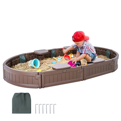 Sandkasten mit Deckel Ovaler Sandkasten HDPE Sandkasten Outdoor Hinterhof 3-12 Jahre
