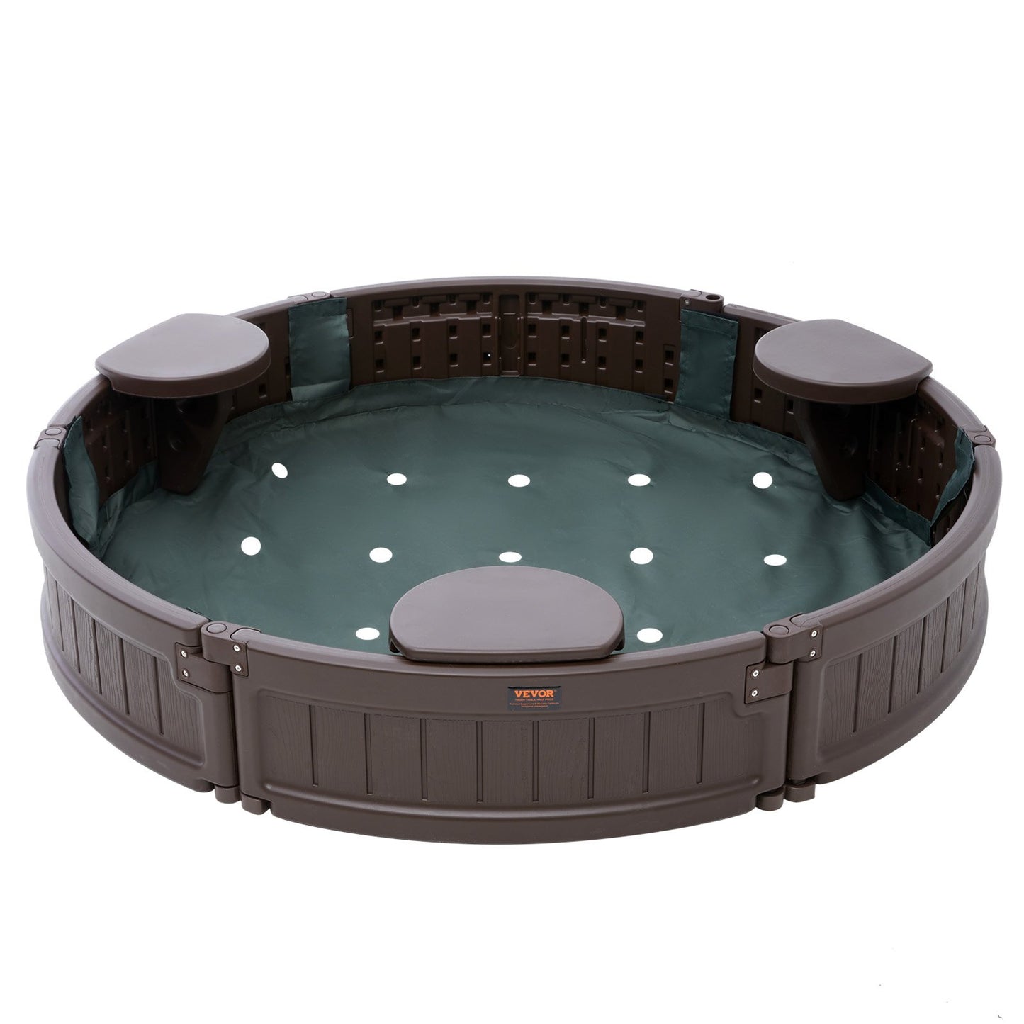 Sandlåda med lock Rund Sandlåda HDPE Sandgrop Utomhus Bakgård Åldrar 3-12