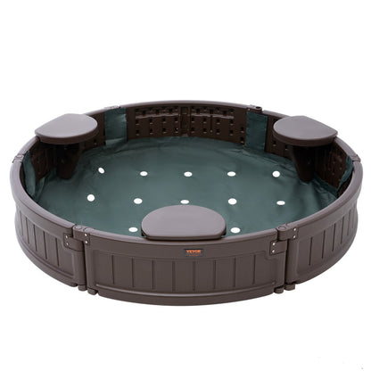 Sandlåda med lock Rund Sandlåda HDPE Sandgrop Utomhus Bakgård Åldrar 3-12