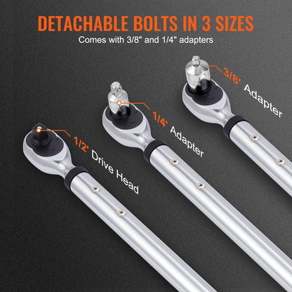 Digital Torque Wrench, 1/2" Drive Electronic Torque Wrench, Torque Wrench Kit 25-250ft.lb/34-340n.m Torque Range Accurate to ±2%, 3-Mode Adjustable Torque Wrench Set with LED Buzzer Calibration
