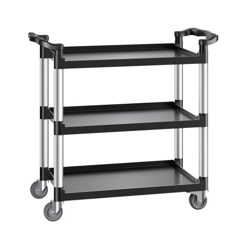 Utility Cart, 500 lbs Load Capacity, 3-tier Utility Plastic Cart with 360° Swivel Wheels (2 with Brakes), 31.1 x 19.3-inch Food Service Cart for Warehouse, Office, Home, Restaurant, Kitchen