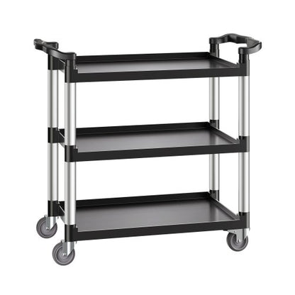 Utility Cart, 500 lbs Load Capacity, 3-tier Utility Plastic Cart with 360° Swivel Wheels (2 with Brakes), 31.1 x 19.3-inch Food Service Cart for Warehouse, Office, Home, Restaurant, Kitchen