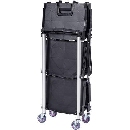 Foldable Utility Service Cart, 3 Shelves 165LBS Heavy Duty Plastic Rolling Cart with Lockable Wheels, Ergonomic Handle, Portable Garage Tool Cart for Warehouse/Office/Home(25.62"x15.43"x32.76")