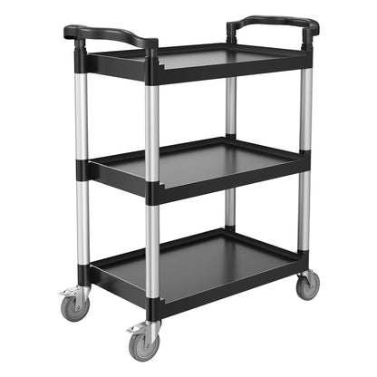 Utility Cart, 300 lbs Load Capacity, 3-tier Utility Plastic Cart with 360° Swivel Wheels (2 with Brakes), 24.4 x 16.1-inch Food Service Cart for Warehouse, Office, Home, Restaurant, Kitchen