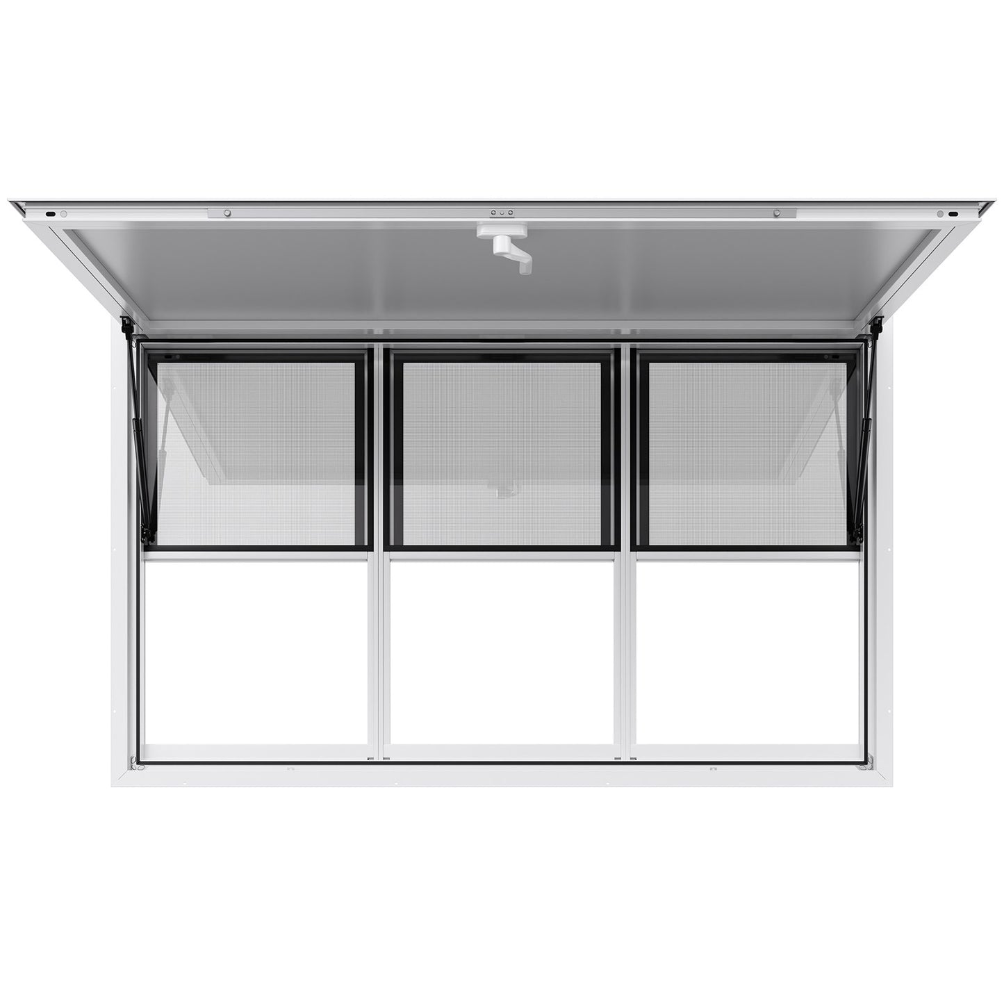 Concession Window 60x36 in, Aluminum Alloy Service Window for Food Truck, Up to 85 Degrees Stand Serving Window with 6 Sliding Windows, Awning Door, and Drag Hook, for Concession Trailers