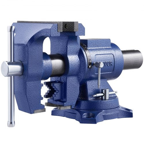 Heavy Duty Bench Vise, 6-1/2" Jaw Width, 5" Max Jaw Opening Multi-Purpose Ductile Iron Bench Vise with Anvil, 360° Swivel Base Head, 3" Throat, 5620 lbs Clamp Force, for Pipe Repairing Metalworking