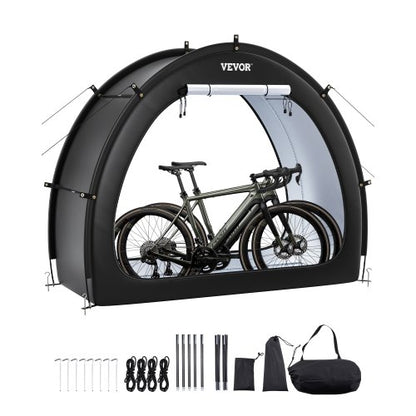 Bike Storage Tent, 1 to 2 Bikes, Outdoor Spacious Bike Storage Tent with Ventilated Window, Waterproof Fan-Shaped Bike Tent with High Strength Fiberglass & Dual Zippers, Fit for Bicycle