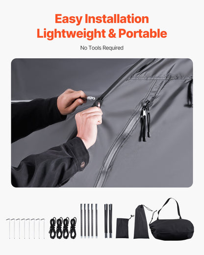 Bike Storage Tent, 1 to 2 Bikes, Outdoor Spacious Bike Storage Tent with Ventilated Window, Waterproof Fan-Shaped Bike Tent with High Strength Fiberglass & Dual Zippers, Fit for Bicycle