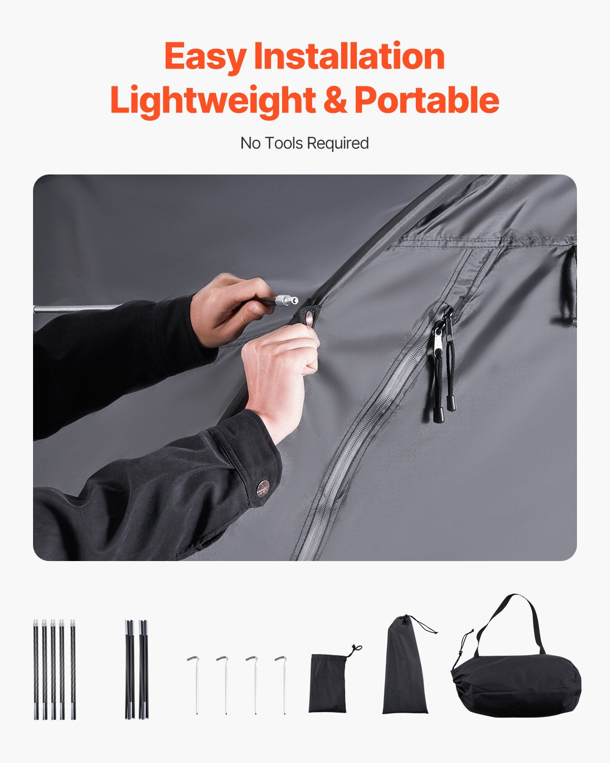 Bike Storage Tent, 4 to 5 Bikes, Outdoor Spacious Bike Storage Tent with Ventilated Window, Waterproof Fan-Shaped Bike Tent with High Strength Fiberglass & Double Door, Fit for Bicycle