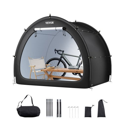 Bike Storage Tent, 4 to 5 Bikes, Outdoor Spacious Bike Storage Tent with Ventilated Window, Waterproof Fan-Shaped Bike Tent with High Strength Fiberglass & Dual Zippers, Fit for Bicycle
