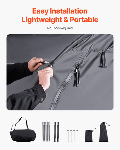 Bike Storage Tent, 4 to 5 Bikes, Outdoor Spacious Bike Storage Tent with Ventilated Window, Waterproof Fan-Shaped Bike Tent with High Strength Fiberglass & Dual Zippers, Fit for Bicycle