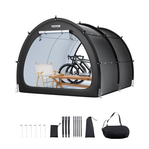 Bike Storage Tent, 5+ Bikes, Outdoor Spacious Bike Storage Tent with Ventilated Window, Waterproof Fan-Shaped Bike Tent with High Strength Fiberglass & Dual Zippers, Fit for Bicycle