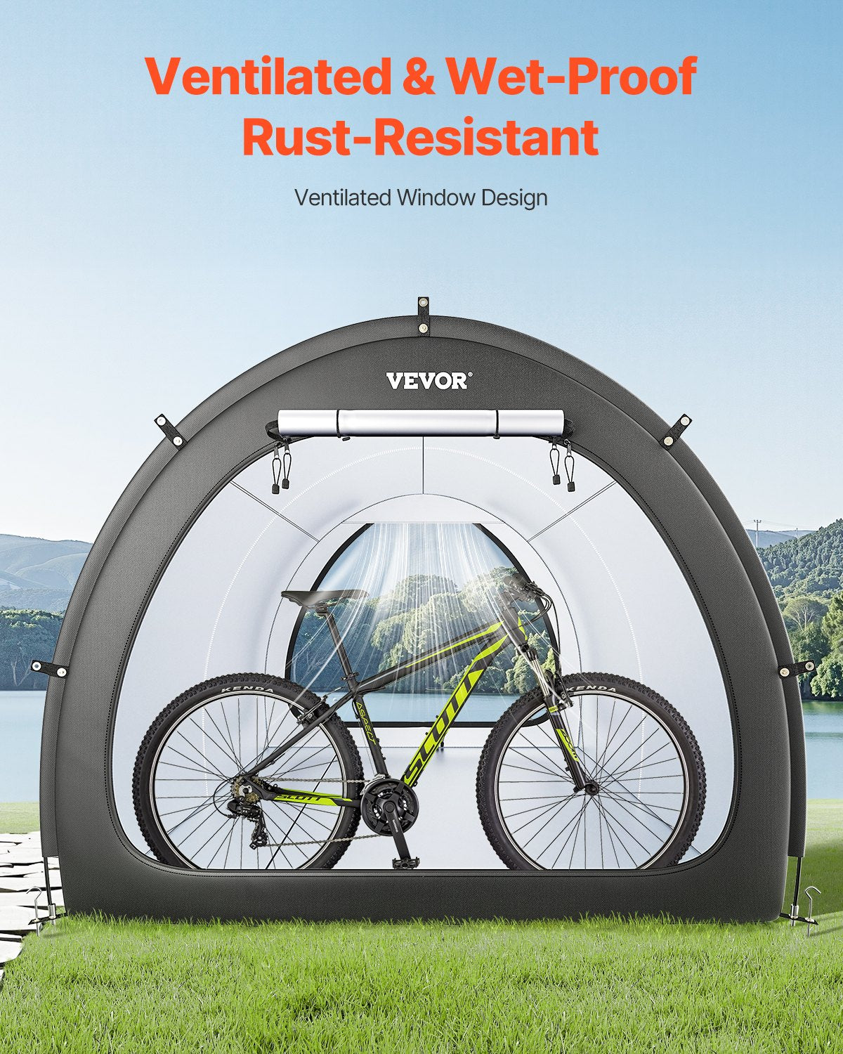 Utomhuscykelförvaringstält Fläktformat vattentätt cykeltält för 5+ cyklar