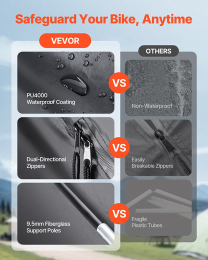 Utomhuscykelförvaringstält Fläktformat vattentätt cykeltält för 5+ cyklar