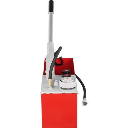 Hydrostatisk trycktestpump, test upp till 25 bar/2,5 MPa, 3,2 gallon tank, hydraulisk manuell vattentryckstestsats med två-enhetsmätare och R 1/2"-anslutning, för provning av rörledningsvätsketryck