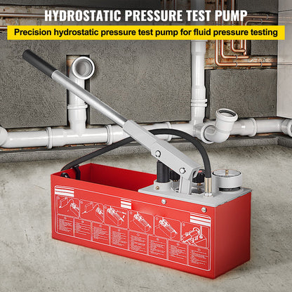 Hydrostatisk trycktestpump, test upp till 60 bar/860 psi, 3,2 gallon tank, hydraulisk manuell vattentryckstestsats med tre-enhetsmätare och R 1/2"-anslutning för provning av rörledningsvätsketryck