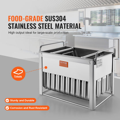 Kommerzielle Formen für Eis am Stiel, 40 runde Formen für Eis am Stiel mit Doppelrillen, Formen für Eis am Stiel aus Edelstahl, Formenhalter für Eismaschinen mit 50 Stielen und Beuteln