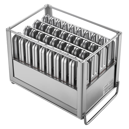 Kommerzielle Formen für Eis am Stiel, 40 runde Formen für Eis am Stiel mit Doppelrillen, Formen für Eis am Stiel aus Edelstahl, Formenhalter für Eismaschinen mit 50 Stielen und Beuteln