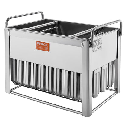 Kommerzielle Formen für Eis am Stiel, 40 runde Formen für Eis am Stiel mit Doppelrillen, Formen für Eis am Stiel aus Edelstahl, Formenhalter für Eismaschinen mit 50 Stielen und Beuteln