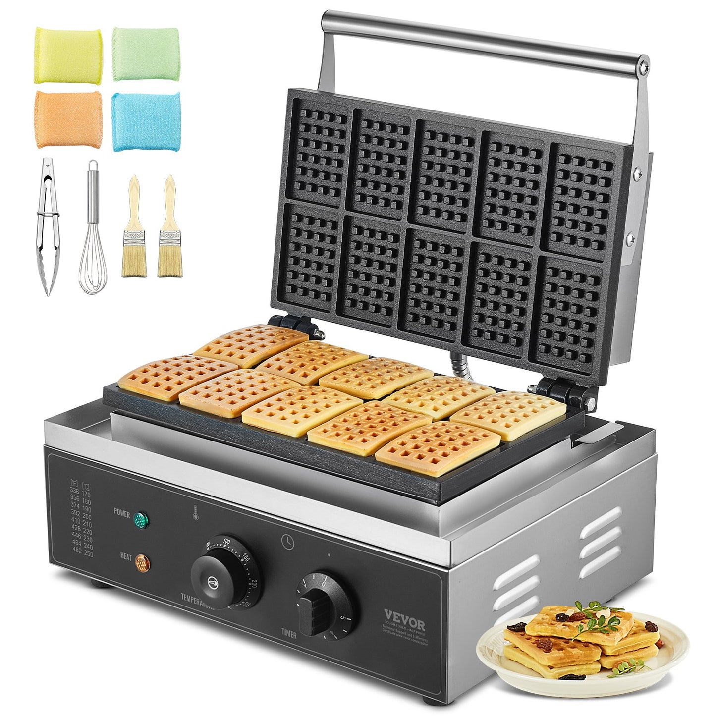 10PCS Kommerziellen Waffeleisen Rechteck Waffeleisen 1550W
