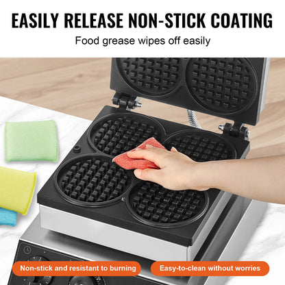 4PCS Kommerziellen Waffel Maker Runde Waffel Eisen Maschine 1750W