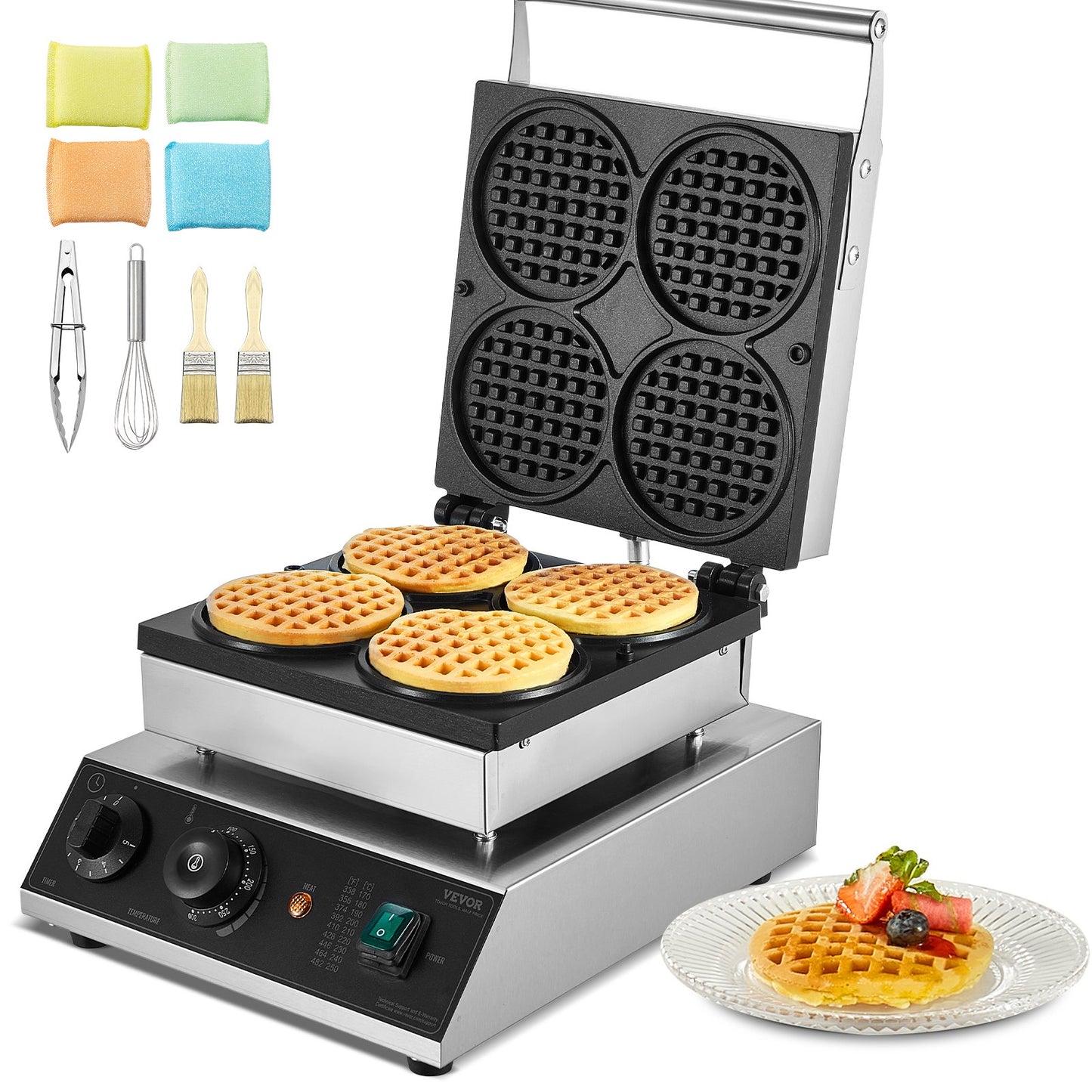 4PCS Kommerziellen Waffel Maker Runde Waffel Eisen Maschine 1750W